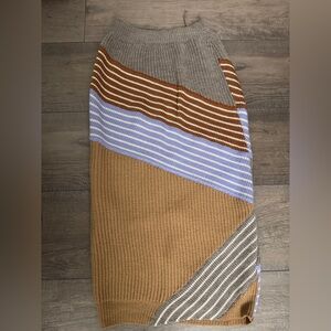 Stella McCartney Striped ribbed-knit wool midi skirt Size38 $1095